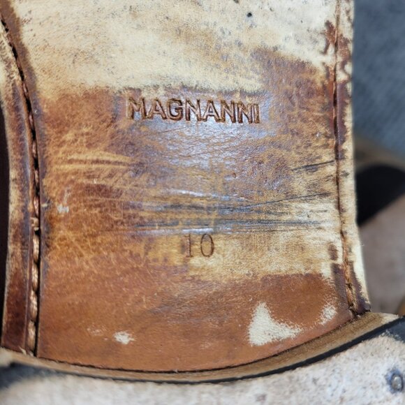 Magnanni for Neiman Marcus Mens 10M Leather Penny Loafers Cognac Brown- 21640 - Picture 12 of 15